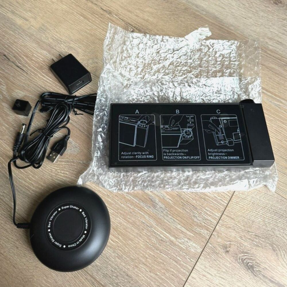 Projection Alarm Clock with Bed Shaker Heavy Sleeper Dual Alarm LED Display USB